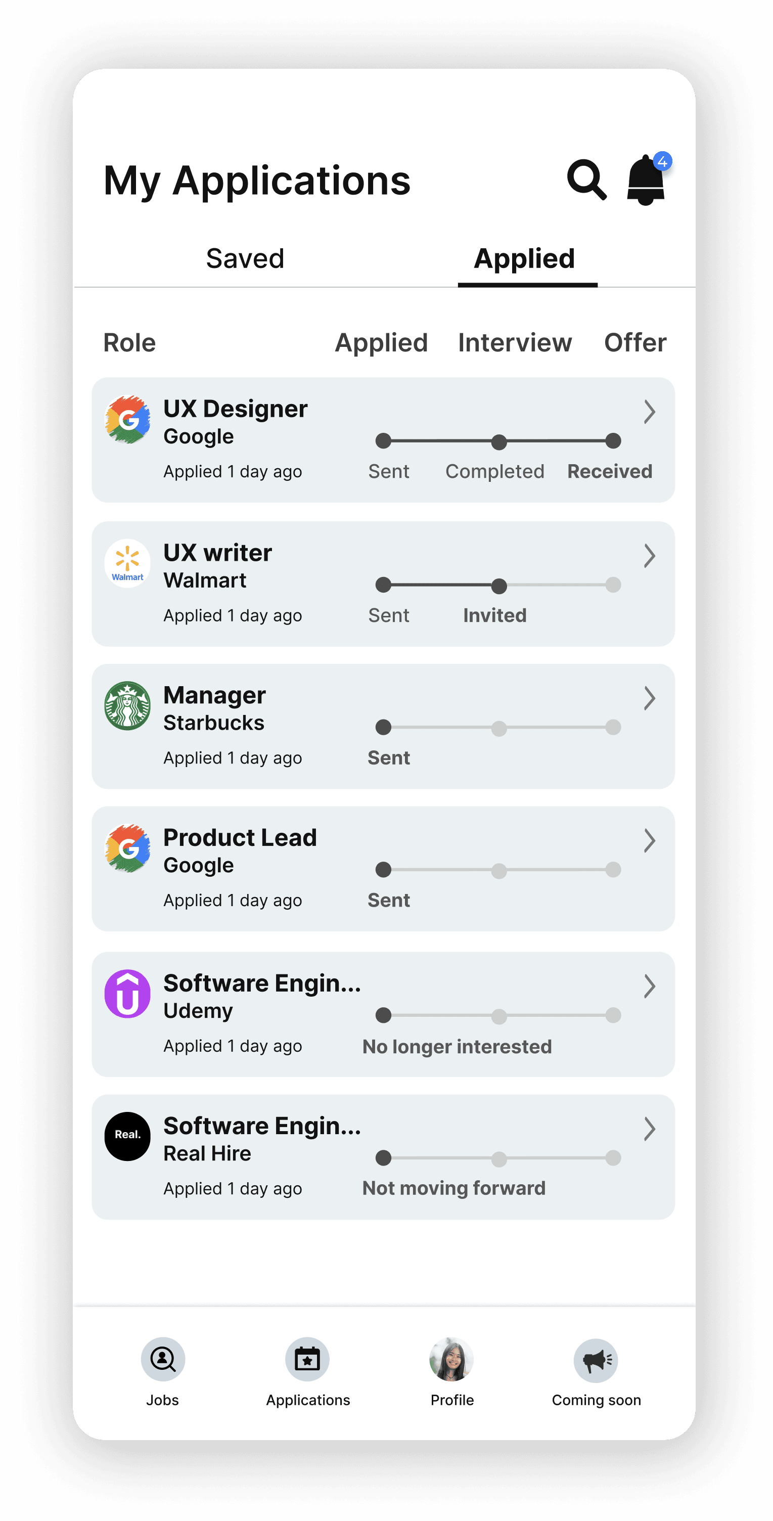 Product preview screen